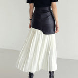 Legacy Sydney | Asymmetric Faux Leather Pleated Maxi Skirt
