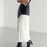 Legacy Sydney | Asymmetric Faux Leather Pleated Maxi Skirt