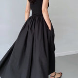 Formal Sleeveless Cotton Blend Maxi Dress