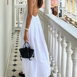 Coastal Open Back Cotton Summer Cocktail Maxi Dress