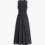Formal Sleeveless Cotton Blend Maxi Dress