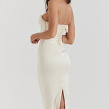 Bella Strapless Wedding Guest Maxi Dress