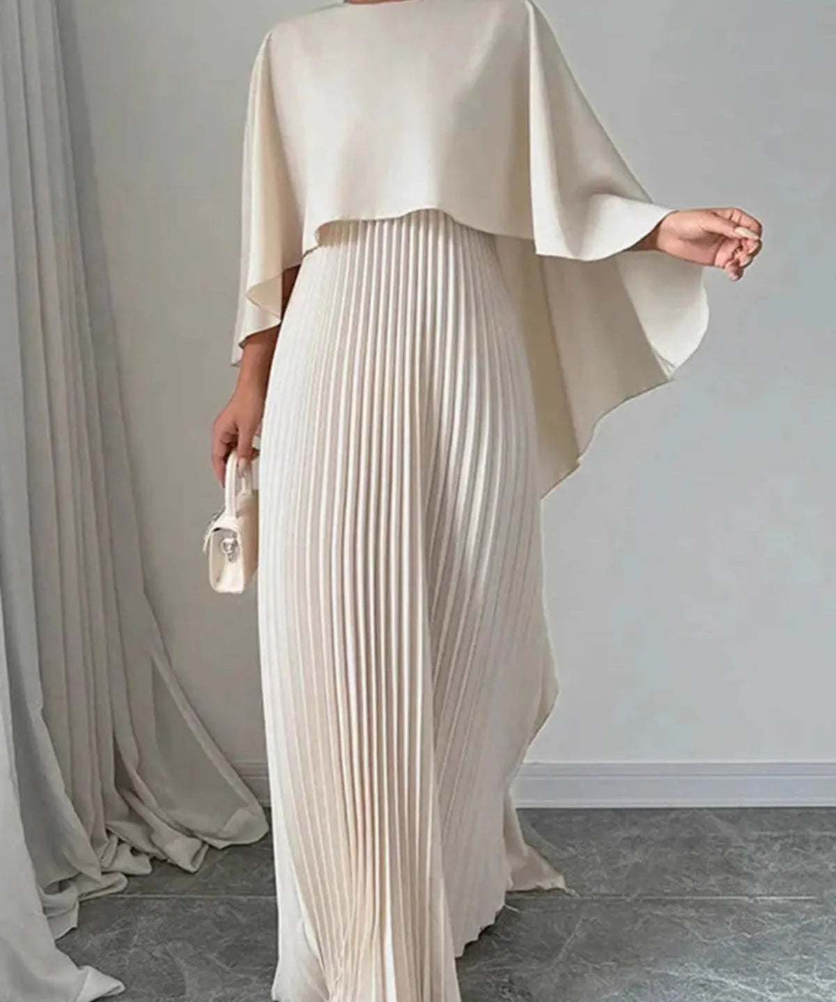 Pleated Batwing Sleeve Wedding Guest Maxi Dress