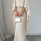 Pleated Batwing Sleeve Wedding Guest Maxi Dress