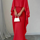 Pleated Batwing Sleeve Wedding Guest Maxi Dress