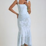 Lace Corset Wedding Guest Maxi Dress