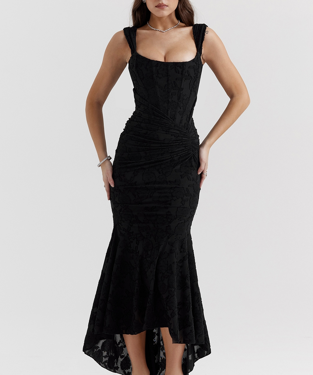 Lace Corset Wedding Guest Maxi Dress