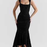 Lace Corset Wedding Guest Maxi Dress