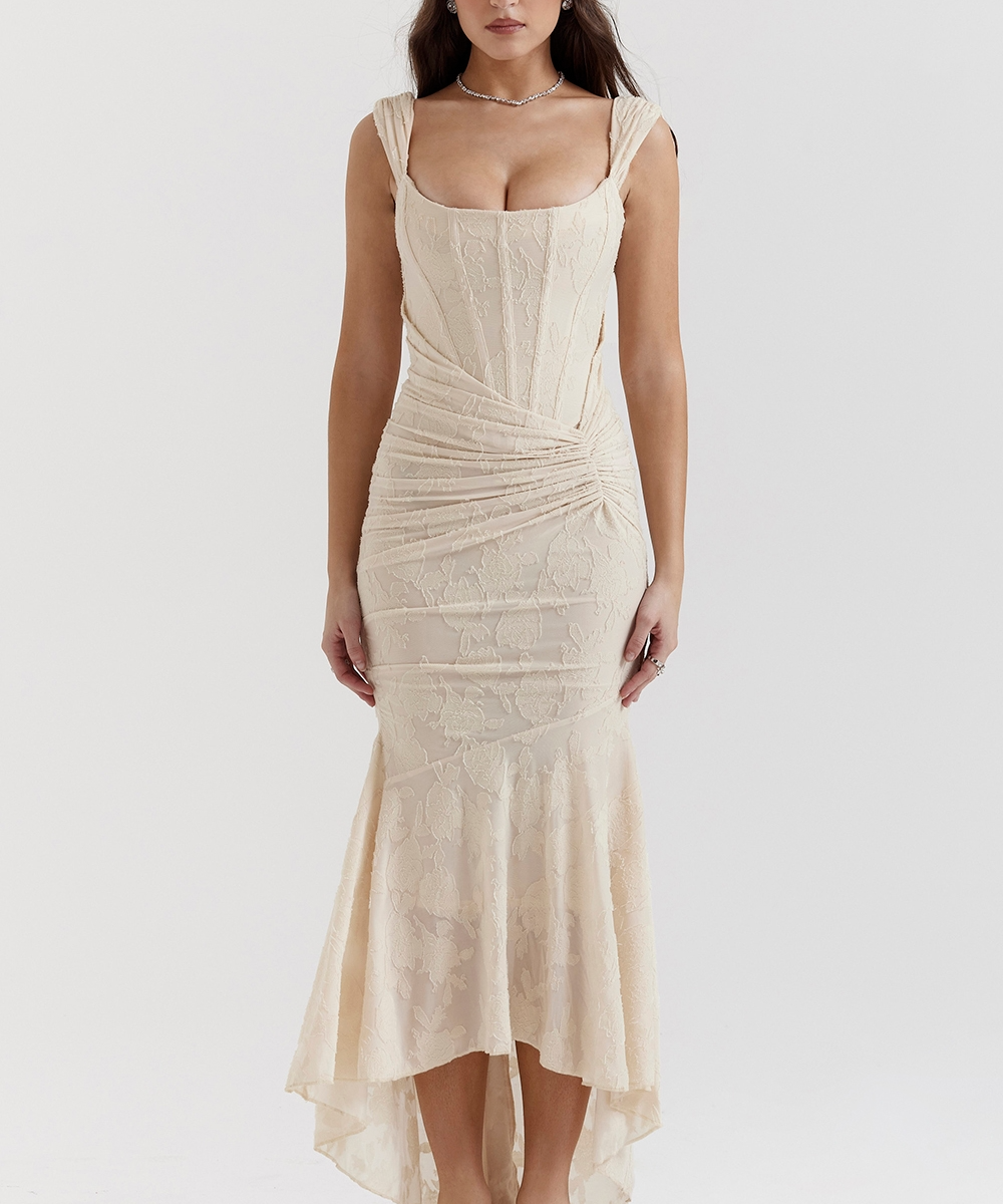 Lace Corset Wedding Guest Maxi Dress