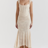 Lace Corset Wedding Guest Maxi Dress