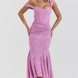 Lace Corset Wedding Guest Maxi Dress