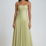 Strapless Pleated Wedding Guest Maxi Dress