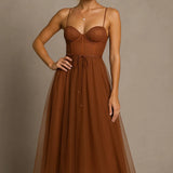 Corset Chiffon Midi Gown