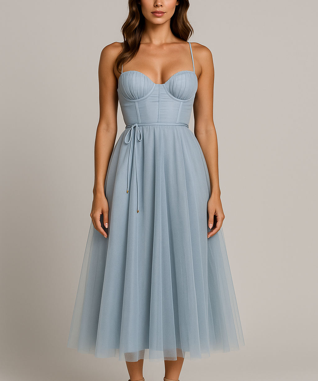 Corset Chiffon Midi Gown
