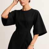 Crew Neck Midi Work Dress