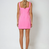 Pink Floral Appliqué Summer Cocktail Mini Dress