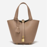 Legacy Sydney | Luxe Taupe Leather Bucket Bag