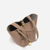Legacy Sydney | Luxe Taupe Leather Bucket Bag