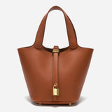 Legacy Sydney | Luxe Taupe Leather Bucket Bag