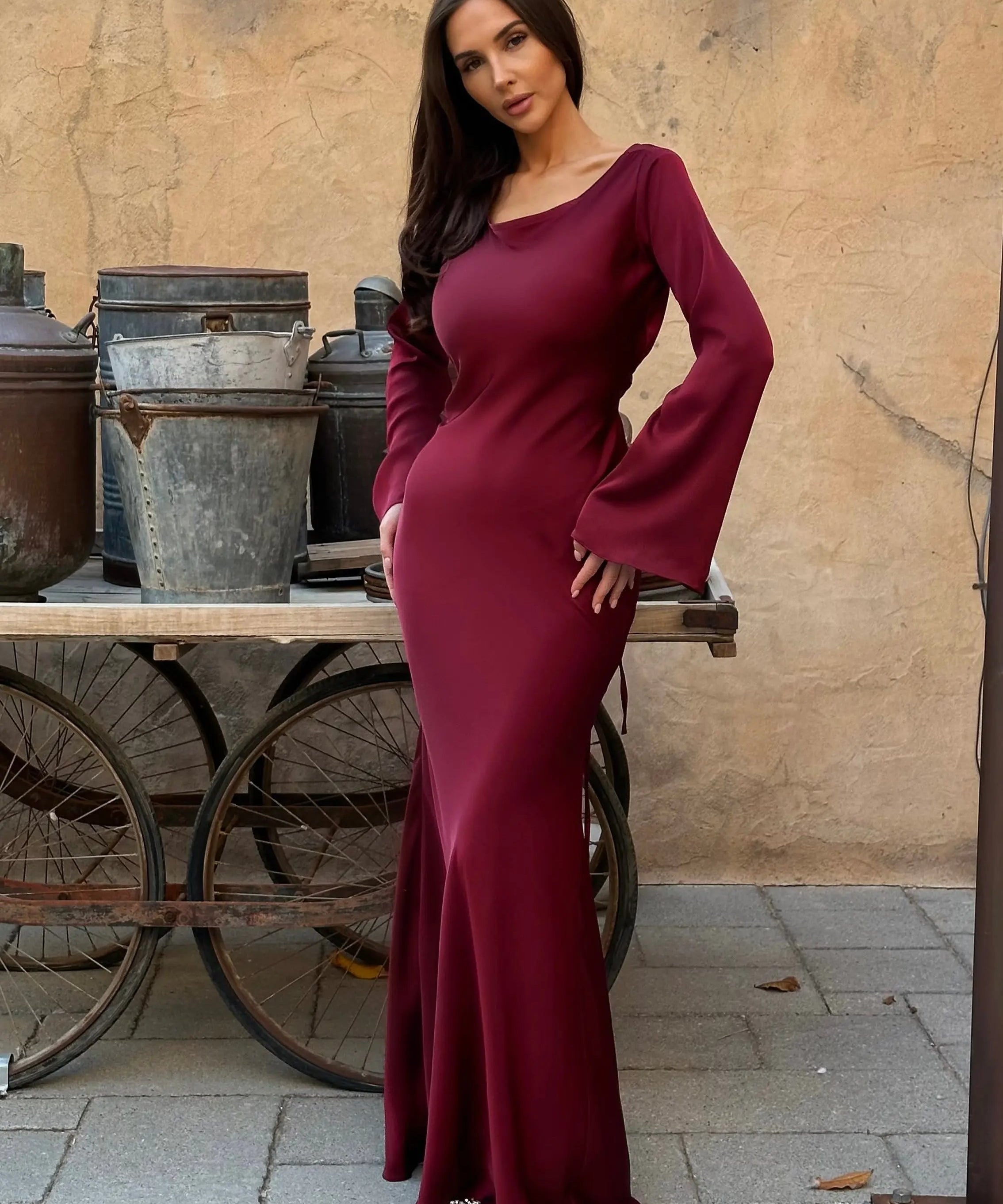 Elegant Wedding Guest Long Sleeve Maxi Dress