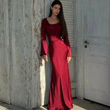 Elegant Wedding Guest Long Sleeve Maxi Dress