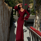 Elegant Wedding Guest Long Sleeve Maxi Dress