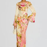 Floral Bell Sleeve Evening Grown