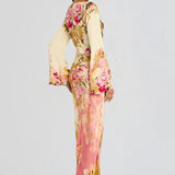 Floral Bell Sleeve Evening Grown