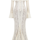 Elegant Off-Shoulder Lace Wedding Guest Maxi Dress