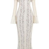 Elegant Off-Shoulder Lace Wedding Guest Maxi Dress