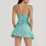 Short Satin Strapless Party Mini Dress