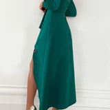 Elegant Holiday V-Neck Sheath Midi Dress