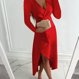 Elegant Holiday V-Neck Sheath Midi Dress