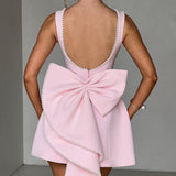Cute Bow-Back Party Mini Dress