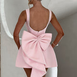 Cute Bow-Back Party Mini Dress
