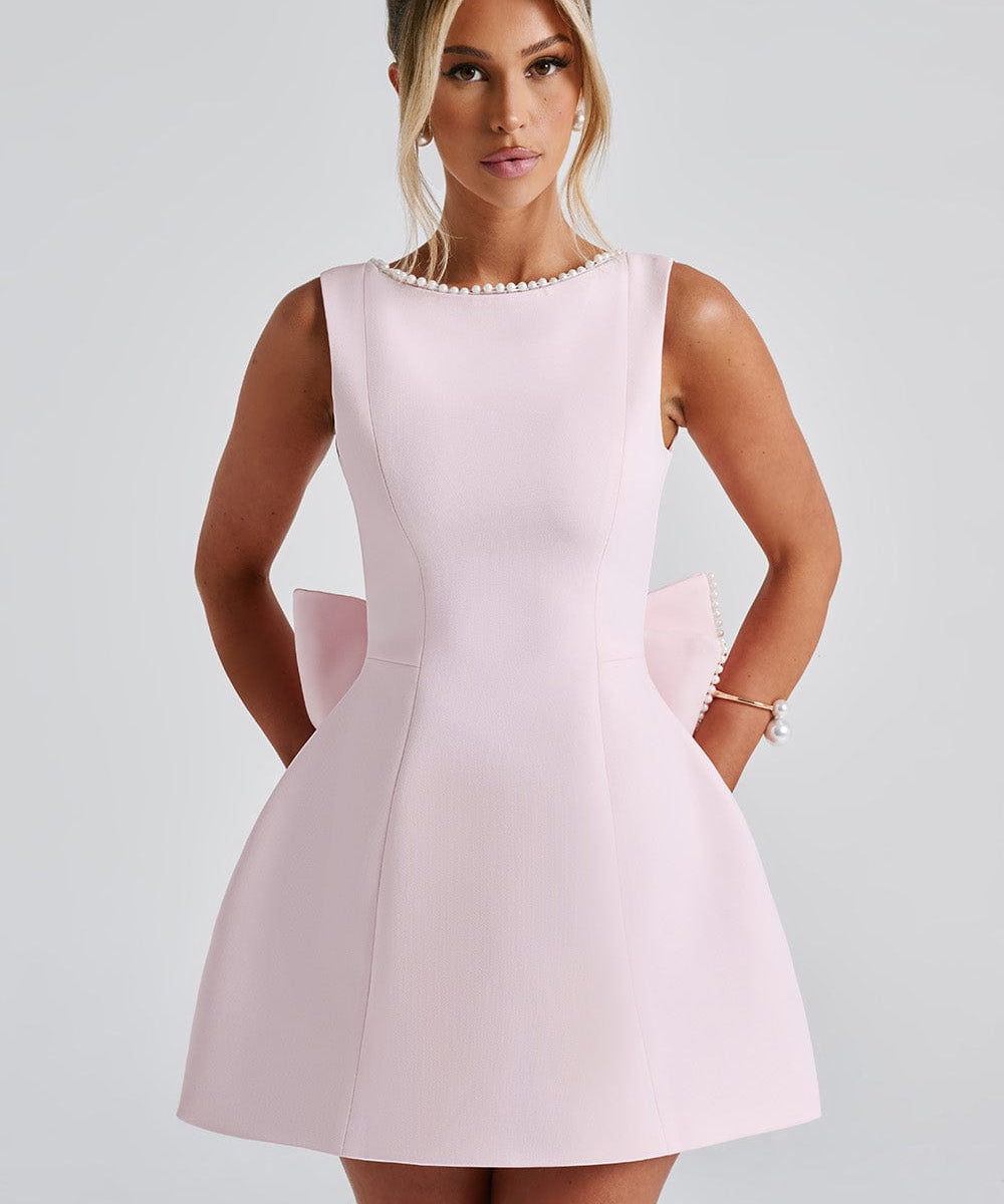 Cute Bow-Back Party Mini Dress
