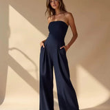 Women's Elegant loose fit strapless jumpsuit