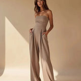 Women's Elegant loose fit strapless jumpsuit