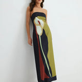 Calla Strapless Printed Summer Party Maxi Dress