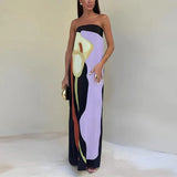Calla Strapless Printed Summer Party Maxi Dress