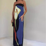 Calla Strapless Printed Summer Party Maxi Dress