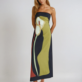Calla Strapless Printed Summer Party Maxi Dress