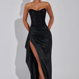 Emrielle Beaded Corset Evening Grown Maxi Dress