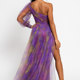 Evening Asymmetric sleeve Maxi Evening Gown