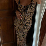 Leopard Pattern Evening Party Maxi Dress