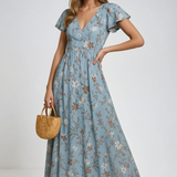 Blue Floral Summer Maxi Dress