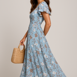 Blue Floral Summer Maxi Dress
