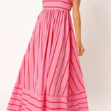 Striped Strappy Summer Beach Maxi Dress