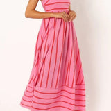 Striped Strappy Summer Beach Maxi Dress