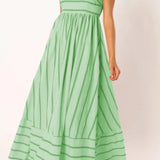 Striped Strappy Summer Beach Maxi Dress